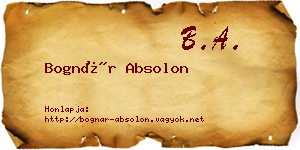 Bognár Absolon névjegykártya